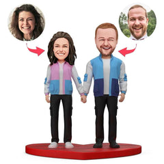 Sports Style Couple's Casual Jacket Custom Bobblehead with Engraved Text