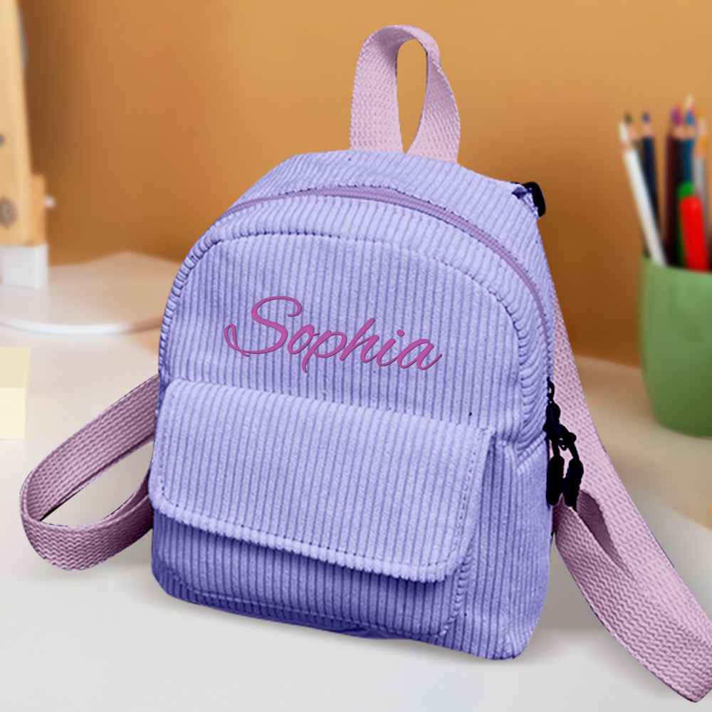 Personalized Mini Backpack with Name Corduroy School Bag Back to School Gift for Kids
