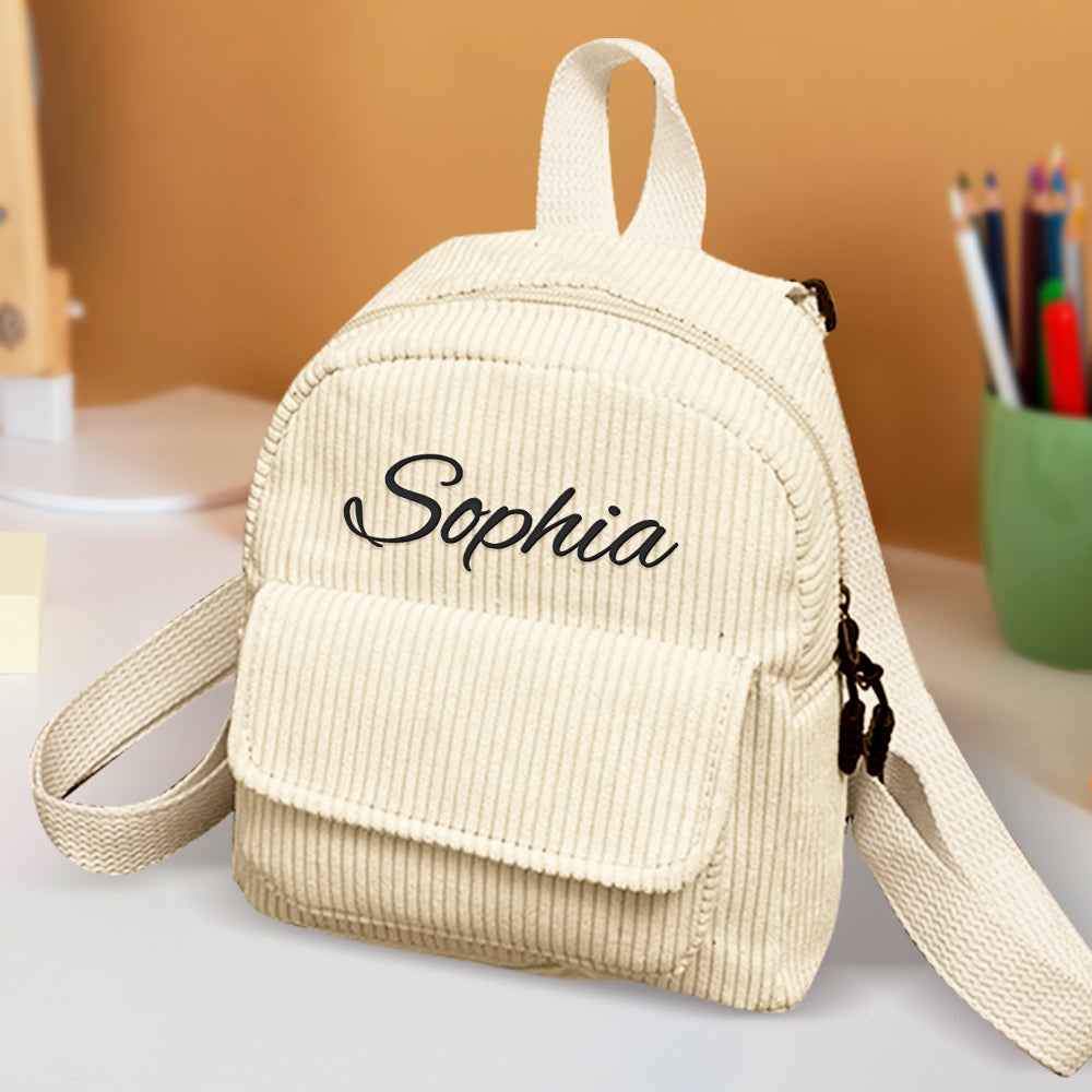 Personalized Mini Backpack with Name Corduroy School Bag Back to School Gift for Kids