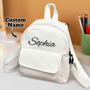 Personalized Mini Backpack with Name Corduroy School Bag Back to School Gift for Kids