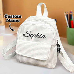 Personalized Mini Backpack with Name Corduroy School Bag Back to School Gift for Kids