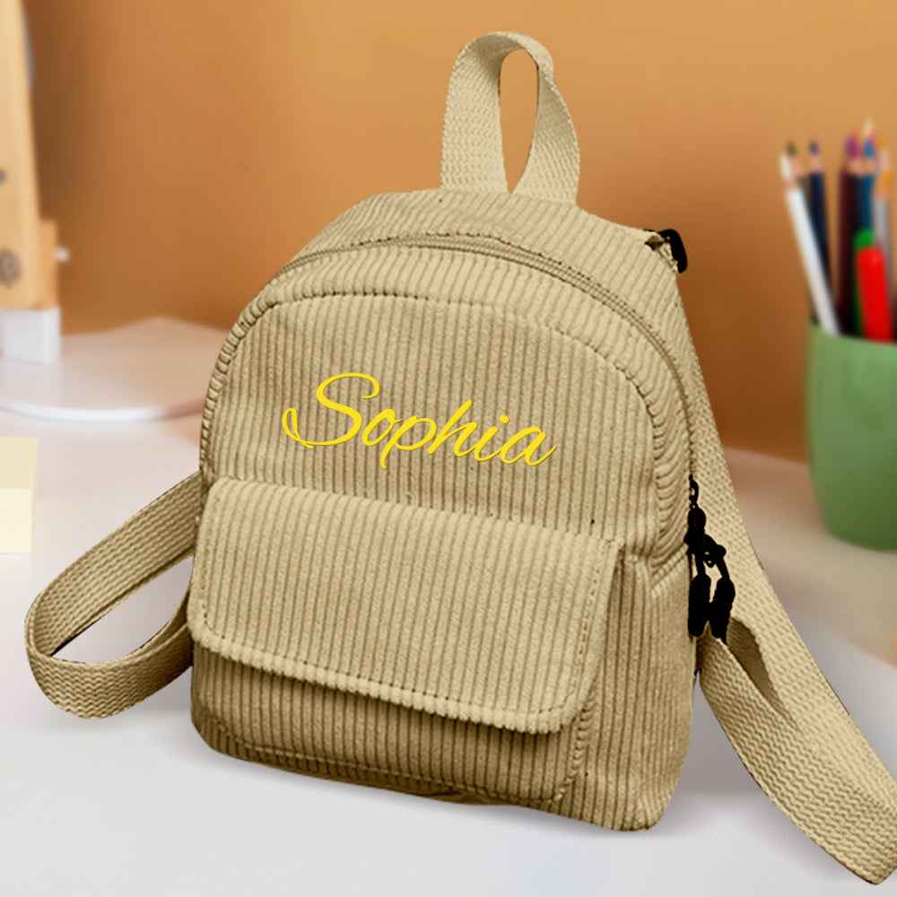 Personalized Mini Backpack with Name Corduroy School Bag Back to School Gift for Kids