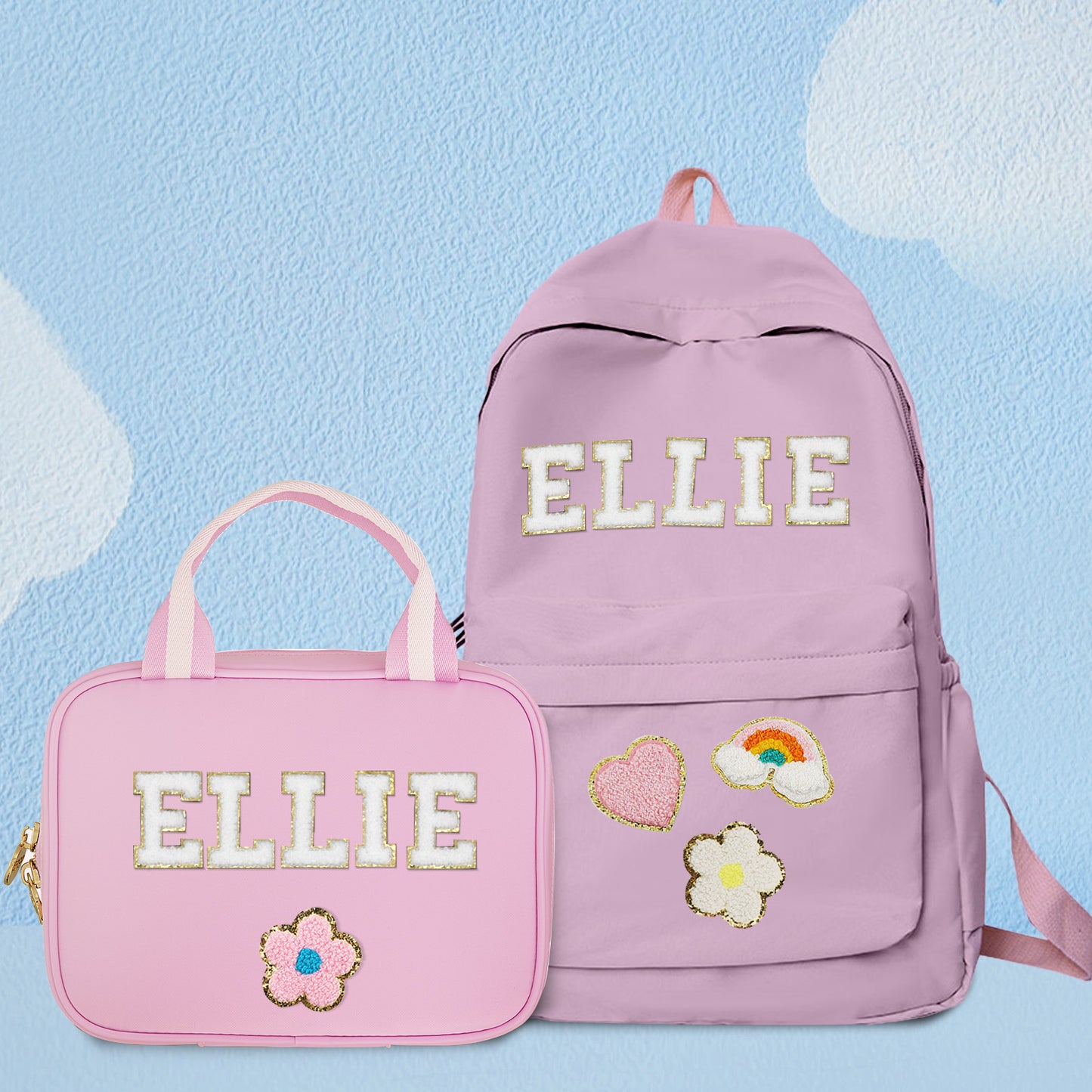 Rear view showing padded adjustable straps of the personalised name backpack – comfortable custom school bag for kids