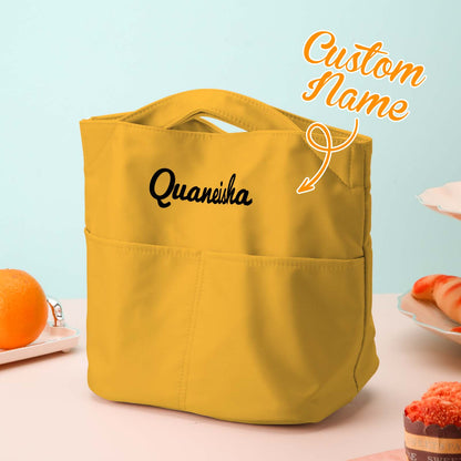 Personalised Lunch Bag Mini Tote side view showing sturdy handles and zip closure – lightweight, durable nylon mini tote for nursery and school
