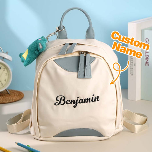 Personalised Name Embroidery Mini Backpack front view – custom school bag for kids in durable Oxford fabric with embroidered name