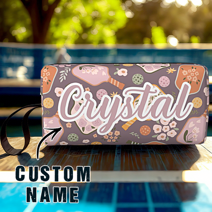 Teen holding a personalised pickleball ball pouch with name customisation — great gift for players and coaches