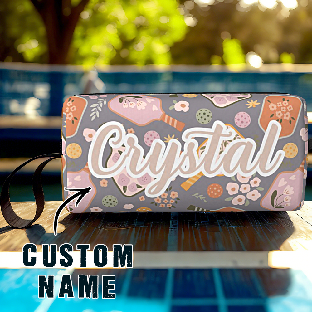 Detail of durable polyester material on personalised pickleball pouch — lightweight, long-lasting sports accessory