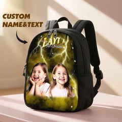 Custom Photo & Name Lightning Backpack – Personalized School Bag with Text Design Back to School Season Gift Birthday Gift