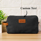 Interior view of personalised canvas wash bag with roomy compartments and durable stitching — organised travel toiletry organiser for honeymoons and weekend breaks