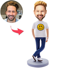 Personalised Super Dad Bobblehead with Engraved Text - Custom Fathers Day Gift