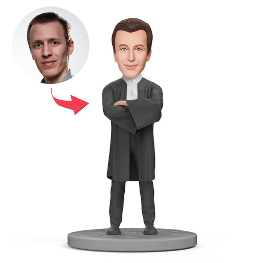 Personalised lawyer bobblehead with customised sculpted head in suit and engraved name on base – bespoke barrister gift UK