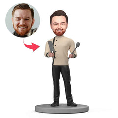 Five Star Chef and Tools Custom Bobblehead With Engraved Text