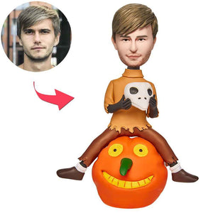 Halloween Gift Pumpkin Boy Custom Bobblehead with Engraved Text