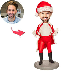 Christmas Gift Funny Santa Claus Costume Custom Bobblehead with Engraved Text