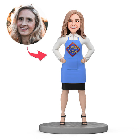 Personalised Mother's Day bobblehead titled 'You Will Always Be My Super Mum' — handcrafted polymer clay custom bobblehead for mum, ideal personalised gift for mum UK and Australia