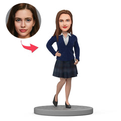 Custom Schoolgirl Uniform Bobblehead - Personalised Head Only