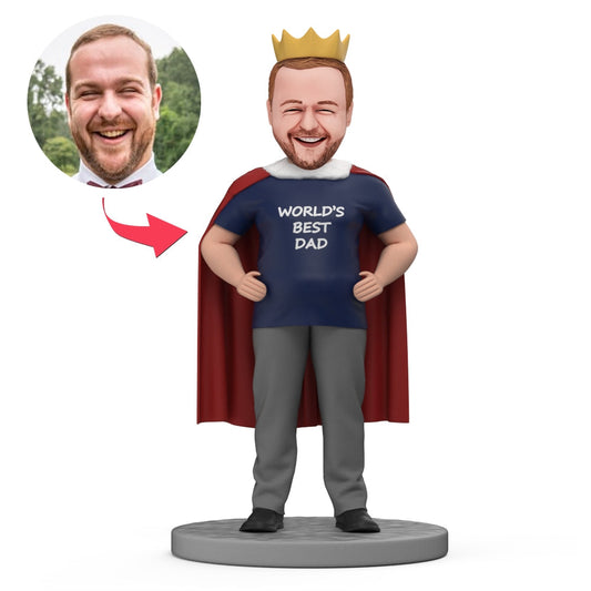 Personalised bobblehead for Dad – custom polymer clay bobblehead Father's Day gift with personalised head, handmade keepsake for Best Dad