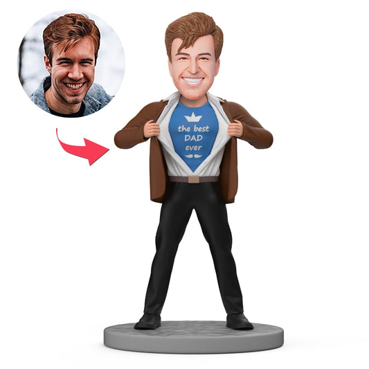 Custom bobblehead 'Best Dad' — personalised handcrafted polymer clay figurine with customised head; ideal Father's Day gift for dad, husband or grandpa