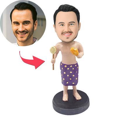 Personalised bobblehead with engraved text on base, photo-based custom head figurine in premium polymer clay, ideal personalised gift for the UK and Australia