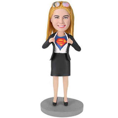 Office Superwoman Custom Bobblehead With Engraved Text