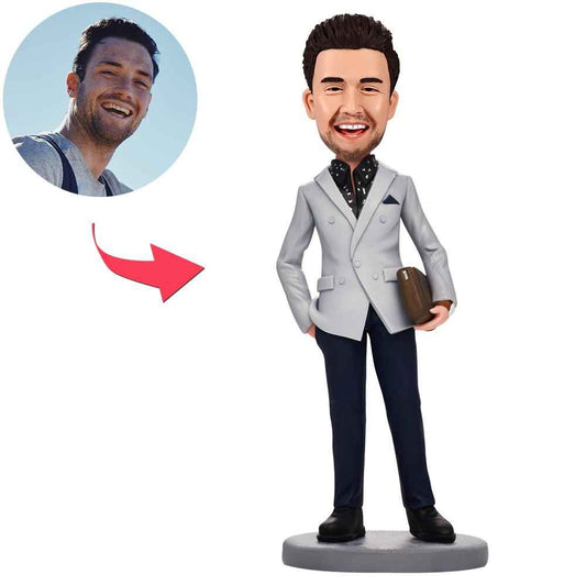 Custom Business Man With Bag Bobbleheads With Engraved Text