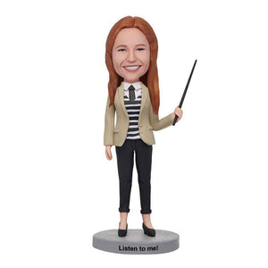 Custom Female Teacher Bobbleheads With Engraved Text