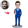 Business Man Drinking Beer Custom Bobbleheads With Engraved Text