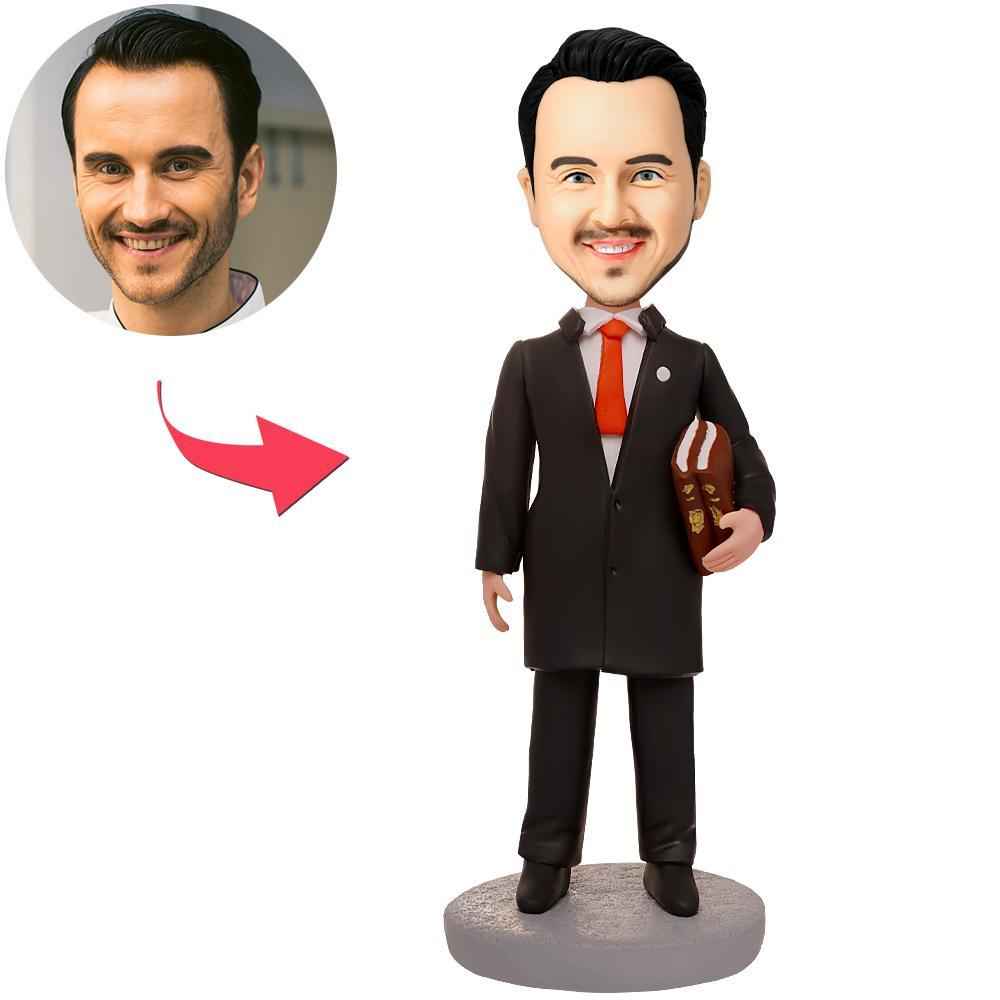 Male Lawyer Holding A Book Custom Bobbleheads With Engraved Text
