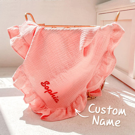 Personalised Baby Swaddle Blanket with Custom Embroidered Name