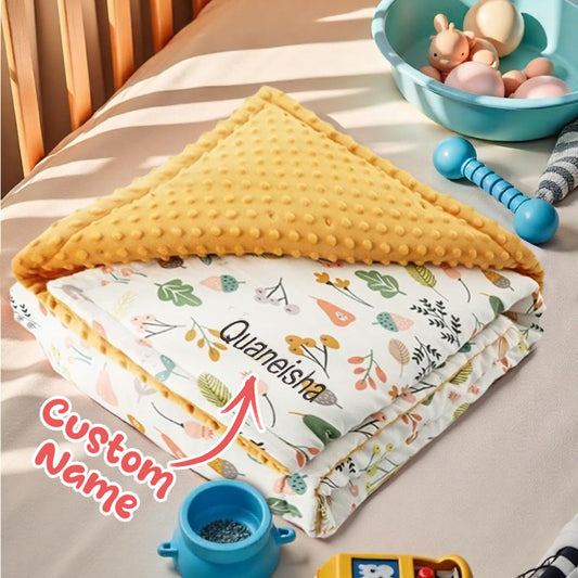 Personalised Cotton Baby Blanket with Embroidered Name – Custom Nursery Gift