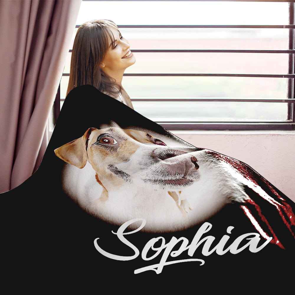 Custom Pet Blanket Personalized Name Dog Pet Human Portrait Blanket