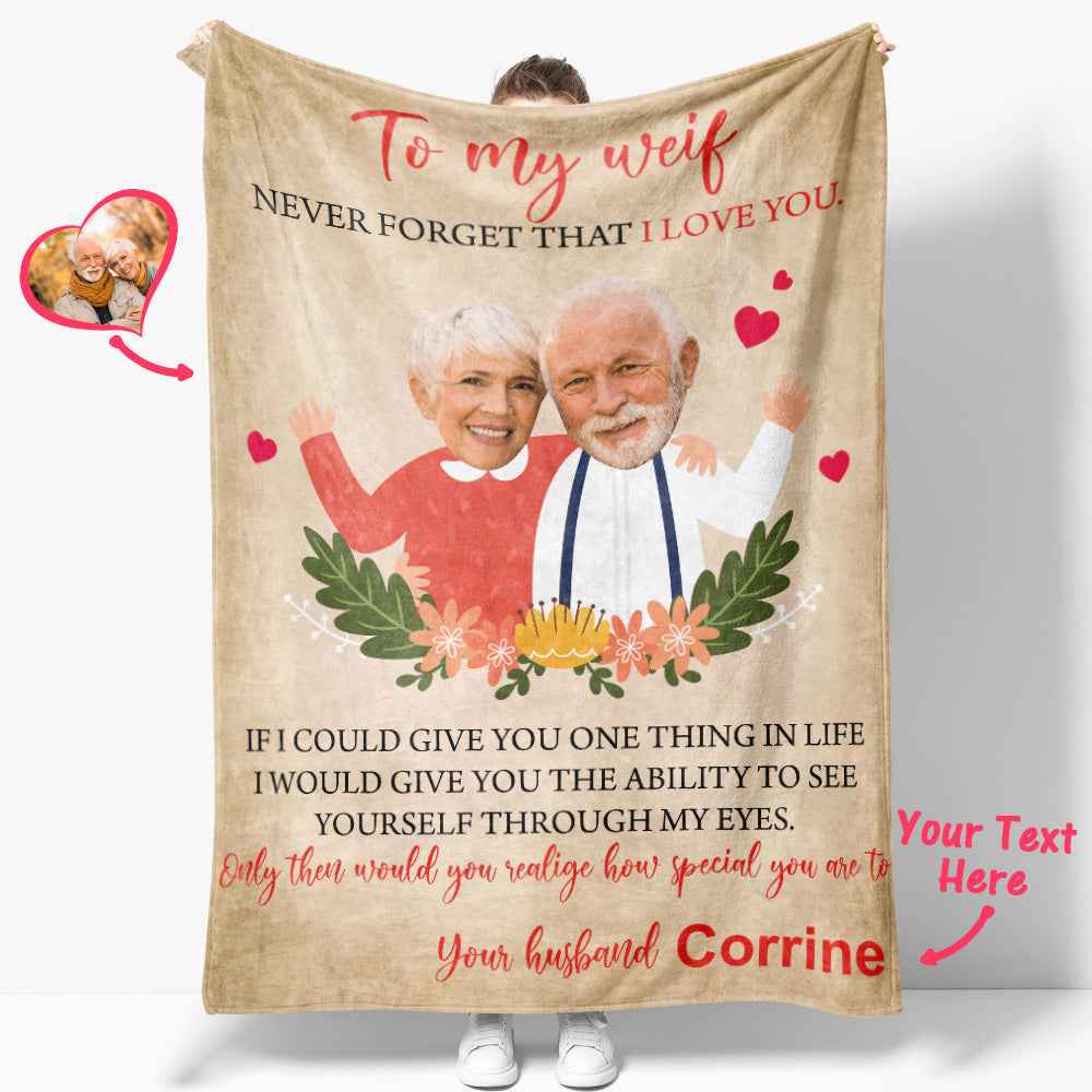 Custom Face Blanket Personalized Photos and Name Letter Blanket Best Valentine's Day Gifts for Her