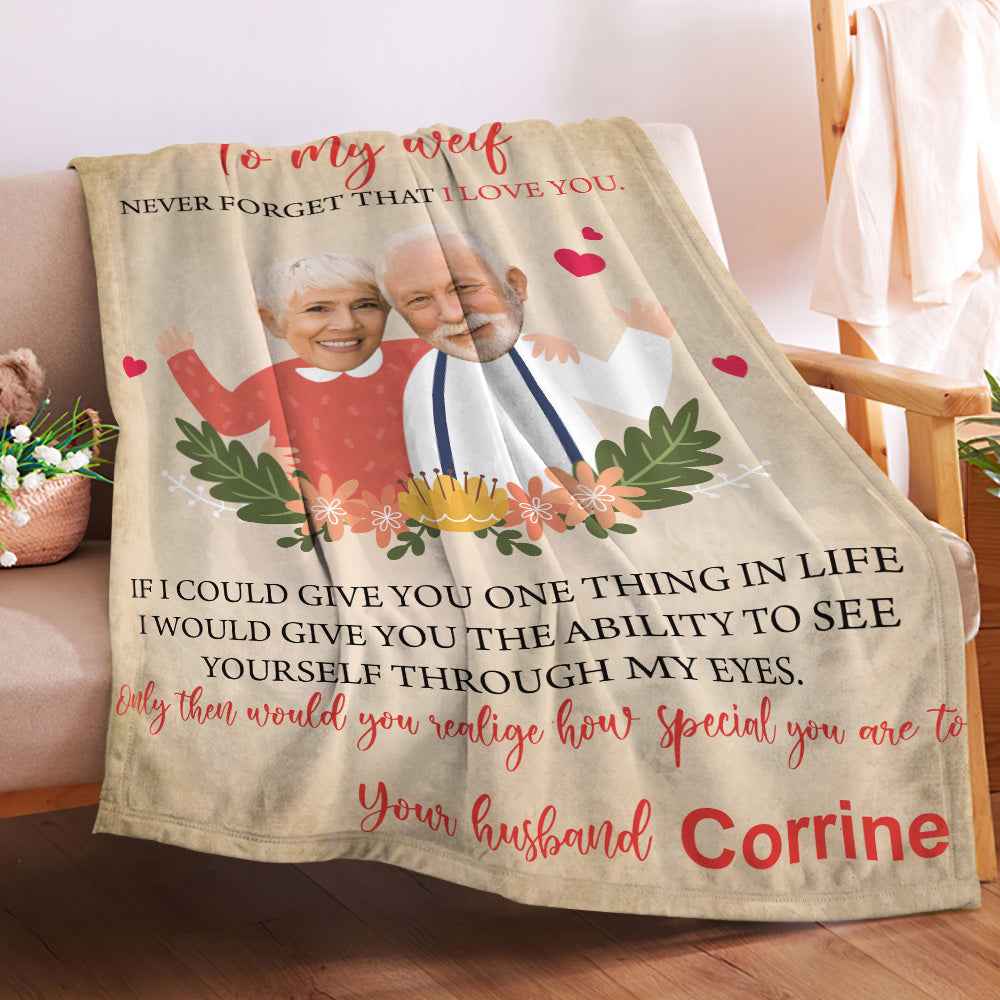 Custom Face Blanket Personalized Photos and Name Letter Blanket Best Valentine's Day Gifts for Her