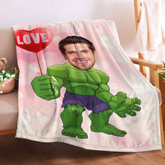 Love Balloon Custom Face Blanket Personalized Photo and Text Blanket Best Valentine's Day Gifts