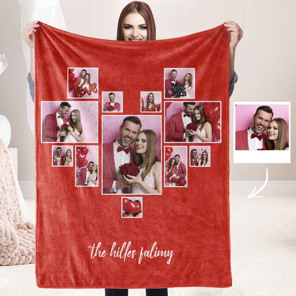 Custom Photo&Text Blanket Gifts for Couple