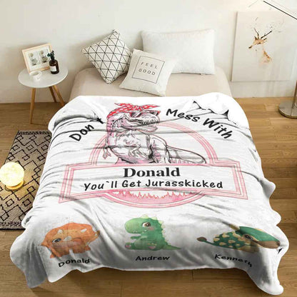 Custom Engraved Blanket Custom Dinosaurs Don't Mess With Mamasaurus Best Gift For Mother