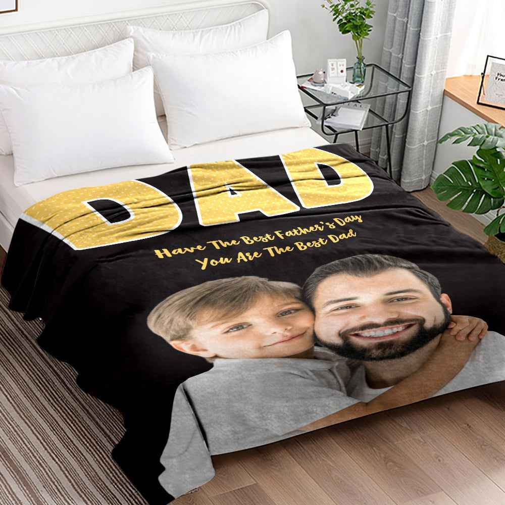 Custom Photo Blanket Portrait Photo Blanket Gifts for Dad