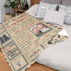 Custom Letter Blanket Personalized Photo Blanket to Mom with Names