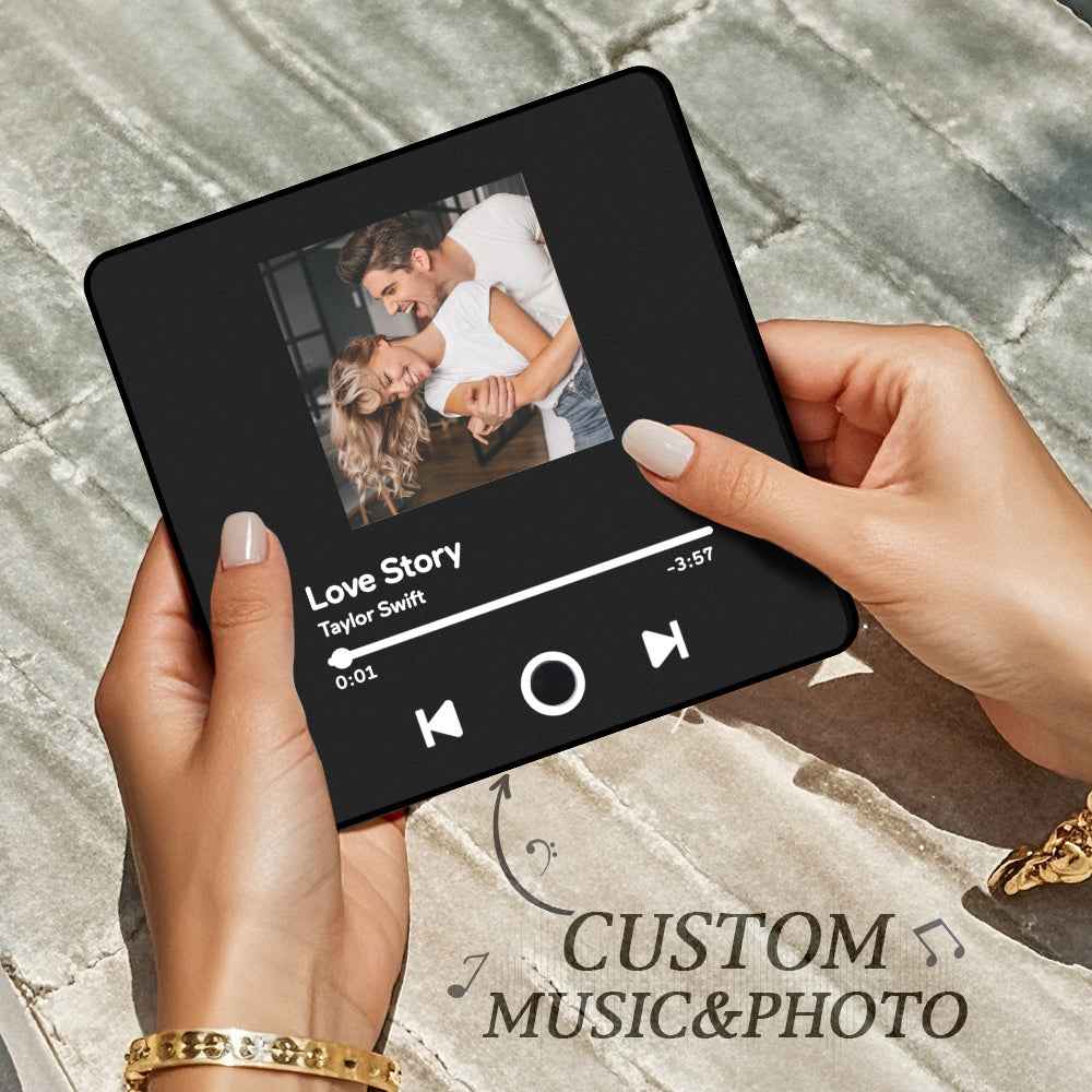 Personalized Photo Album Fridge Magnet Music with Black Frame Wall Photo Sticker Music Movement That Can Be Played Without Cell Phone