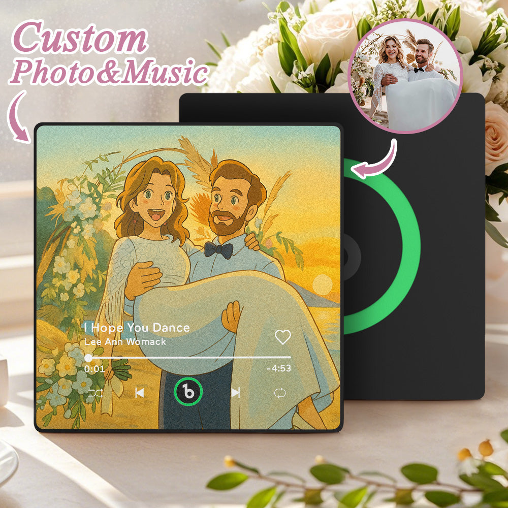 FridgeBeats Framed 4.0 Custom Photo Music Fridge Magnet - Personalised Song Player Wedding Gift