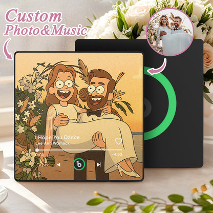 FridgeBeats Framed 4.0 Custom Photo Music Fridge Magnet - Personalised Song Player Wedding Gift