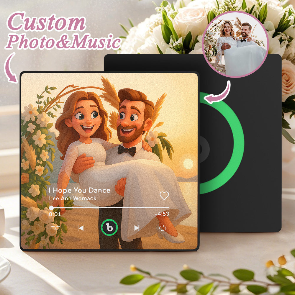 Ímã de geladeira personalizado com foto e tema musical