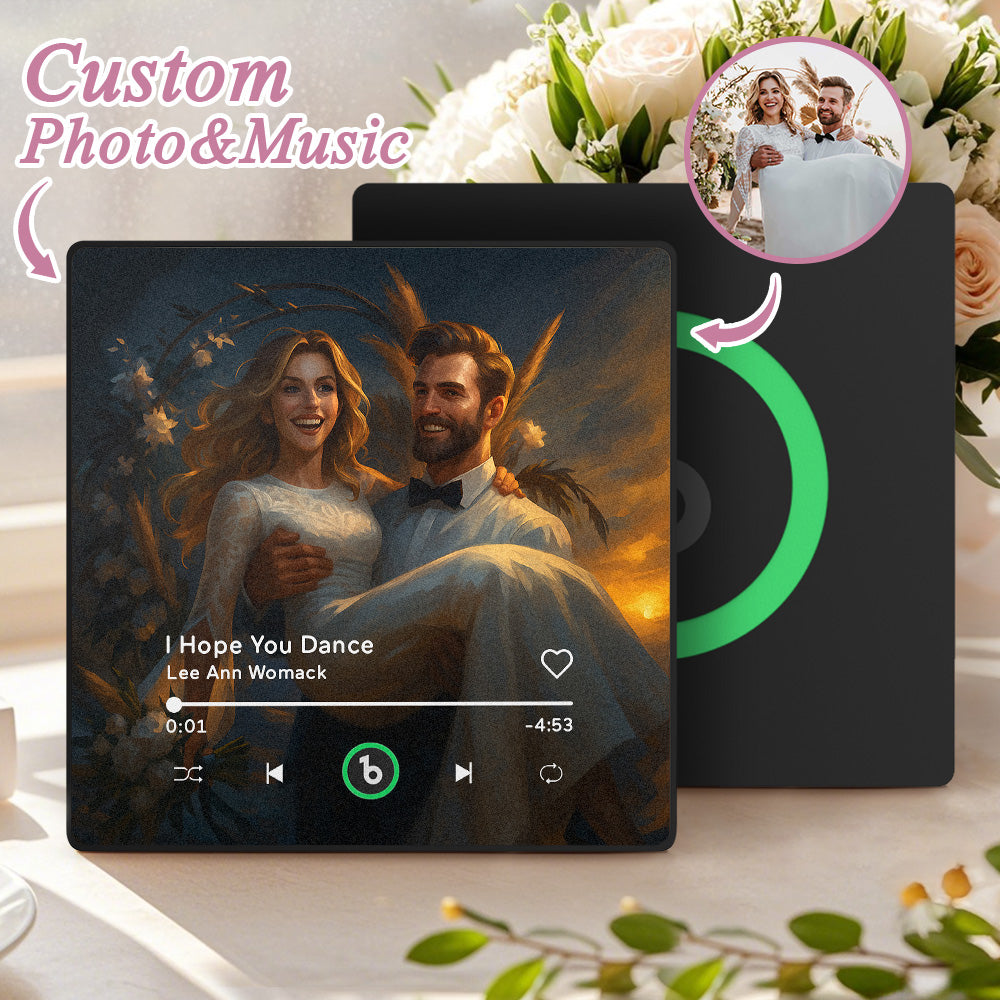 FridgeBeats Framed 4.0 Custom Photo Music Fridge Magnet - Personalised Song Player Wedding Gift