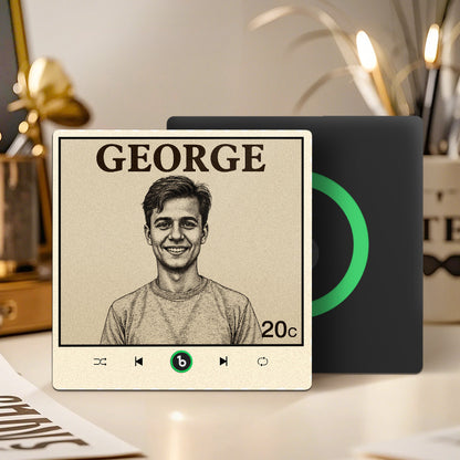 Frameless 4.0 Custom Vintage Stamp Music Fridge Magnet with Personalised Photo & Song