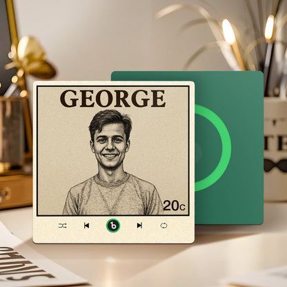 Frameless 4.0 Custom Vintage Stamp Music Fridge Magnet with Personalised Photo & Song