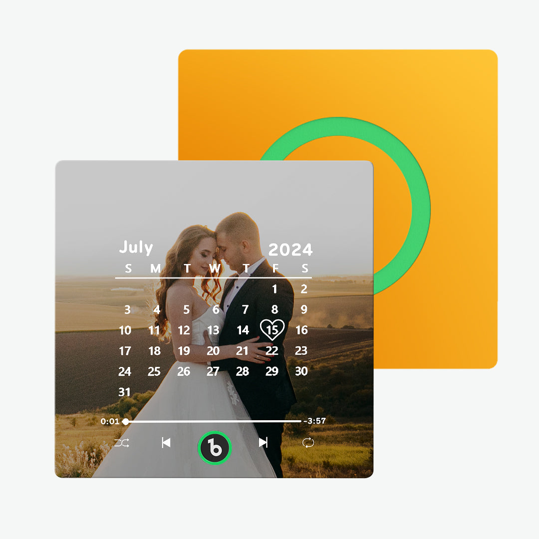 Frameless Custom Music Fridge Magnet 4.0 - Personalised Photo & Song Calendar Magnet