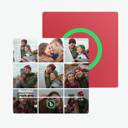 Close‑up of playback controls and LED indicator on the frameless personalised music fridge magnet — easy MP3 upload with no dismantling required