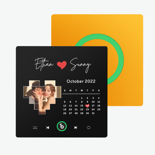 FridgeBeats frameless 10cm personalised music fridge magnet with custom photo and love song — acrylic, waterproof keepsake