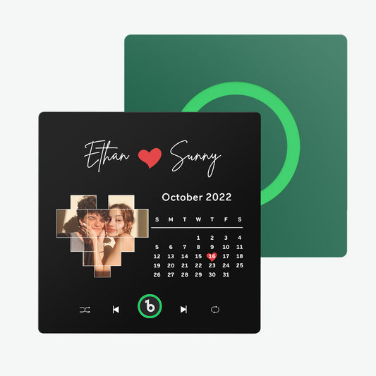 FridgeBeats frameless 10cm personalised music fridge magnet with custom photo and love song — acrylic, waterproof keepsake
