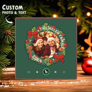 FridgeBeats Framed Personalized Christmas Wreath Family Photo Music Fridge Magnet Custom Music Magnets Can Play Songs Christmas Gifts
